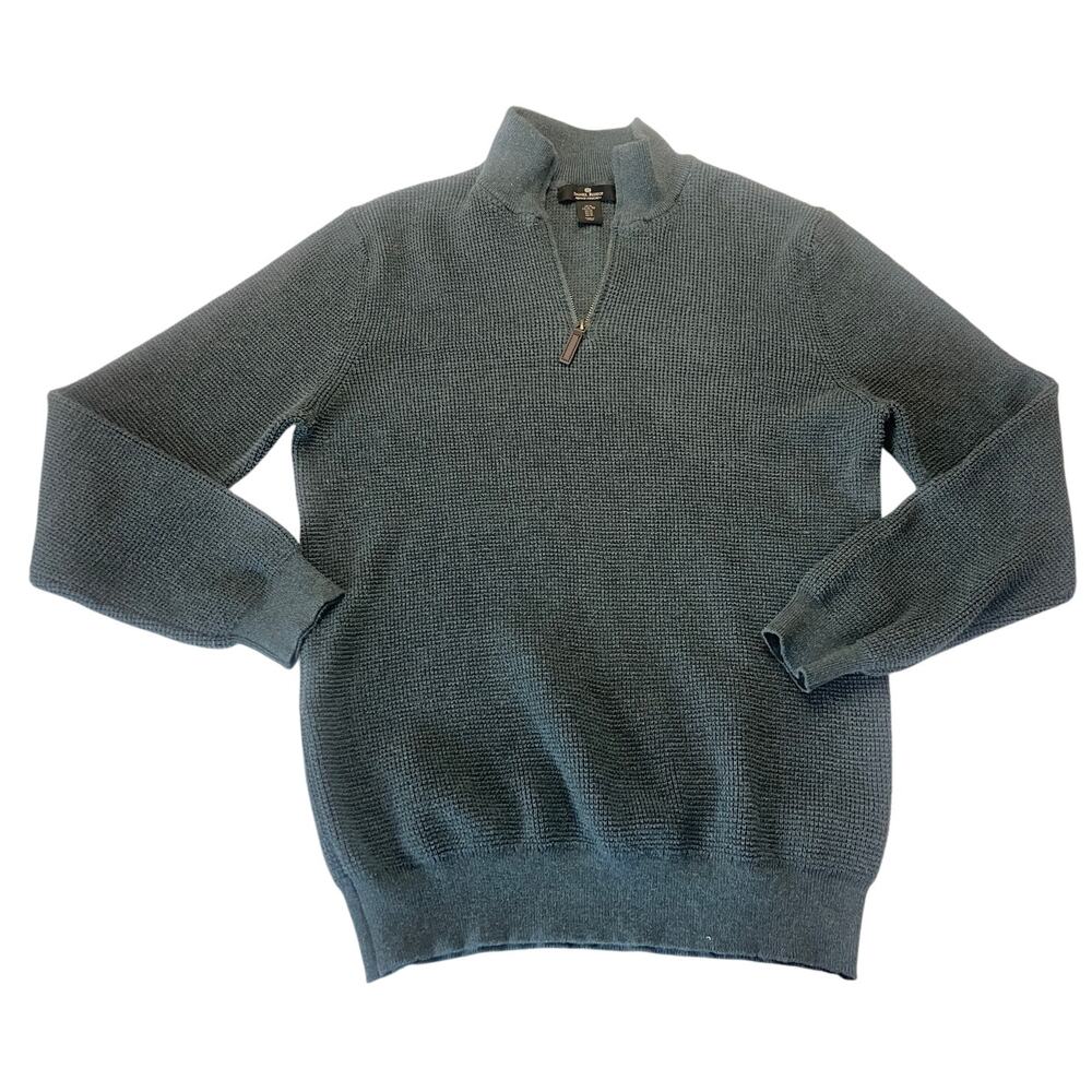 Daniel‎ Bishop Green Gray Quarter Zip Pullover Sweater Preppy - Size Men's XL